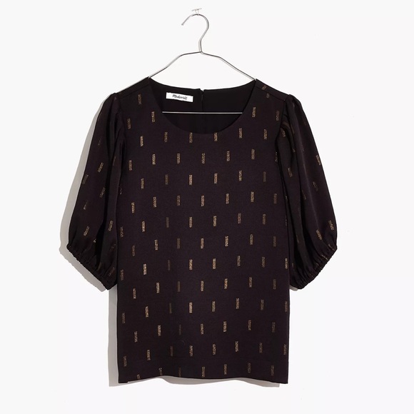 Madewell Metallic Jacquard Puff Sleeve Top - Picture 5 of 16